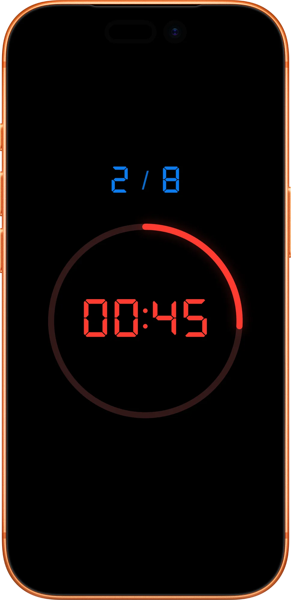 Aika focused interval timer with a clear round display