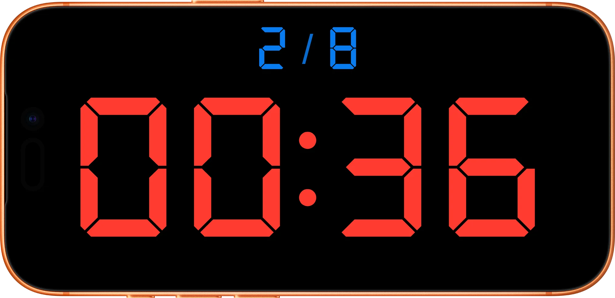 Aika timer in a large landscape display mode